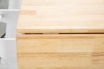 Kitchen Island & Kitchen Cart, Mobile Kitchen Island with Extensible Rubber Wood Table Top,adjustable Shelf Inside Cabinet,3 Big Drawers, with Spice R