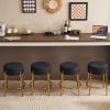 24" Tall, Round Bar Stools, Set of 2 - Contemporary upholstered dining stools for kitchens, coffee shops and bar stores - Includes sturdy hardware sup