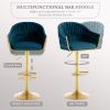 Bar Stools Set of 2,Counter Height Bar Stools,Velvet Swivel Bar Stool for Kitchen Island,Bar Pub Navy Blue