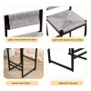 Gray Set of 2 Hand Weave Bar Stools with Back Counter Height Bar Chairs Paper Rope Woven Dining Stool for Kitchen, Home & Office (Gray)