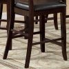 Set of 2 Counter Height Chairs Dark Espresso Finish Solid wood Kitchen Dining Room Furniture Padded Leatherette Seat Unique back
