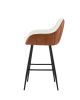 26" Modern Counter Height Bar Stools Set of 2, Mid Century Leather Upholstered Accent Arm Bar Stools, Leisure Side Chair with Metal Legs for Kitchen&D