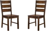Walnut Finish Solid wood Industrial Style Kitchen Set of 2 Dining Chairs Slat Back Chairs