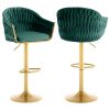 Bar Stools Set of 2,Counter Height Bar Stools,Velvet Swivel Bar Stool for Kitchen Island,Bar Pub GREEN