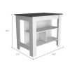 Cala Kitchen Island; Four Legs; Three Shelves -White / Onyx