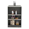 TUHOME Portree Kitchen Island with 3-Side Shelves