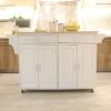 Kitchen Island & Kitchen Cart, Mobile Kitchen Island, Rubber Wood Top, Big & Adjustable Shelf Inside Cabinet for Different Utensils, Luxury Design Fit