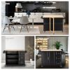 Kitchen Island & Kitchen Cart, Mobile Kitehcn Island with Extensible Rubber Wood Table Top,adjustable Shelf Inside Cabinet for Different Utensils, 3 B