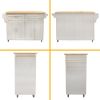 Kitchen Island & Kitchen Cart, Mobile Kitchen Island, Rubber Wood Top, Big & Adjustable Shelf Inside Cabinet for Different Utensils, Luxury Design Fit