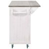 Retro Mountain Wood 47"D Kitchen Island with Drop Leaf, Farmhouse Kitchen Island on Wheels with Internal Storage Rack, Rolling Kitchen Cart with Towel