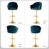 Bar Stools Set of 2,Counter Height Bar Stools,Velvet Swivel Bar Stool for Kitchen Island,Bar Pub Navy Blue