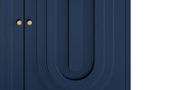 Modern Blue Lacquered 4 Door Wooden Cabinet Sideboard Buffet Server Cabinet Storage Cabinet, for Living Room, Entryway, Hallway, Office, Kitchen and D