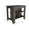 Cala Kitchen Island; Four Legs; Three Shelves -Dark Brown / Onyx