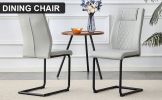 Equipped with faux leather cushioned seats - living room chairs with black metal legs, suitable for kitchen, living room, bedroom, and dining room cha