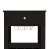 39" H black bar- coffee cart, Kitchen or living room cabinet storage, with 12 bottle racks, a central shelf with 1 Cup holders, 1 drawer ideal for sto