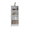 DEPOT E-SHOP Uluru Kitchen Pantry, Single Door Cabinet, Four Interior Shelves, White