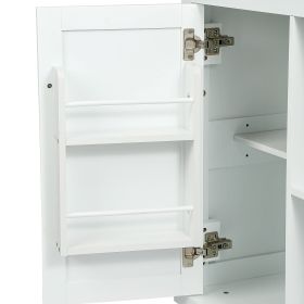 Kitchen Cart with Rubber wood Drop-Leaf Countertop ,Cabinet door internal storage racks,Kitchen Island on 5 Wheels with Storage Cabinet and 3 Drawers (Color: as Pic)