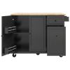 Kitchen Island with Drop Leaf, 53.9" Width Rolling Kitchen Cart on Wheels with Internal Storage Rack and 3 Tier Pull Out Cabinet Organizer, Kitchen St