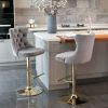 A&A Furniture,Golden Swivel Velvet Barstools Adjusatble Seat Height from 25-33 Inch, Modern Upholstered Bar Stools with Backs Comfortable Tufted for H
